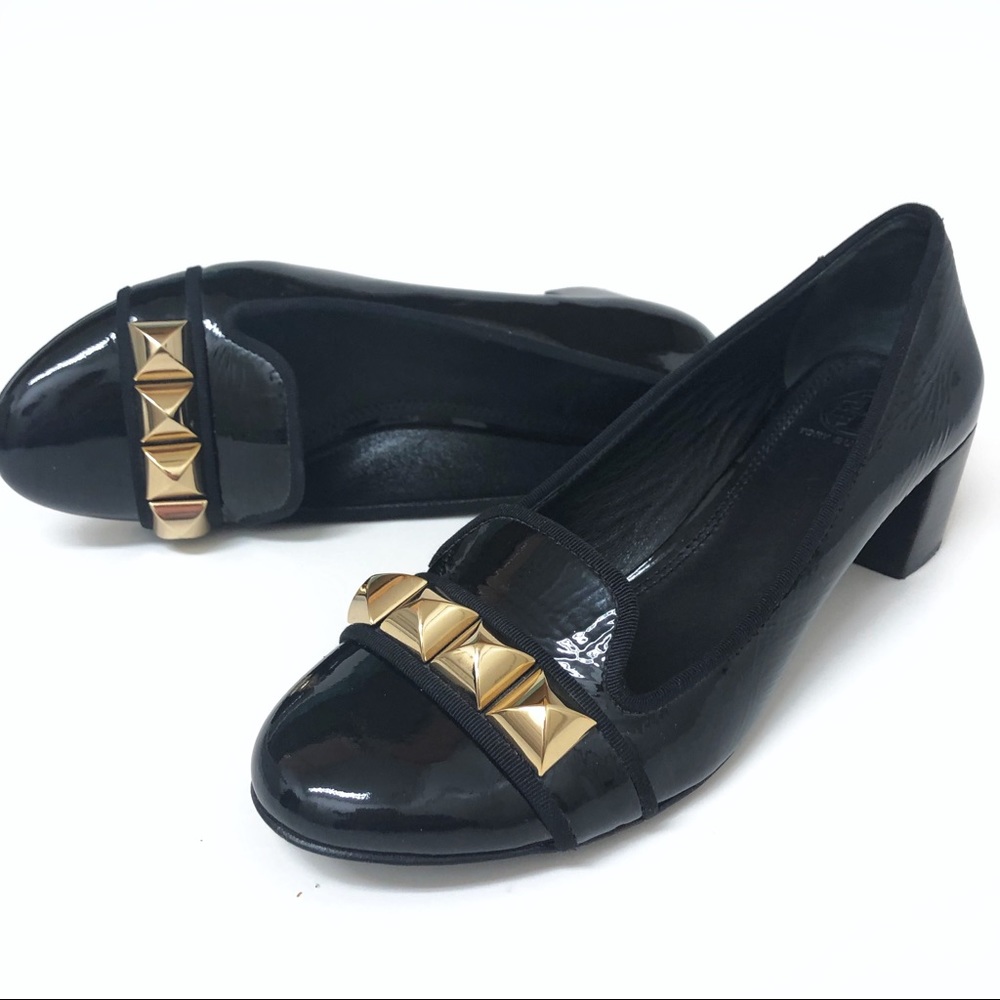 Tory Burch Asher Patent Gold Stud Pump